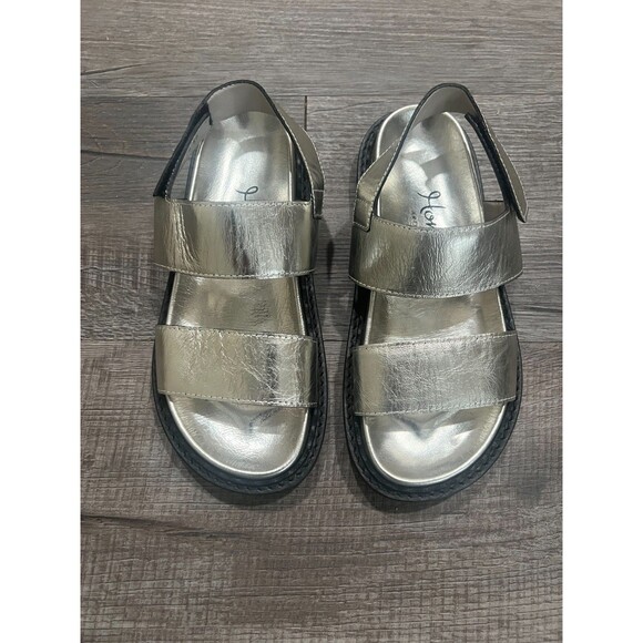 Homers Silver Banded Leather Hand Crafted Strappy Platform Sandals Size 36 US 6 - Picture 1 of 10